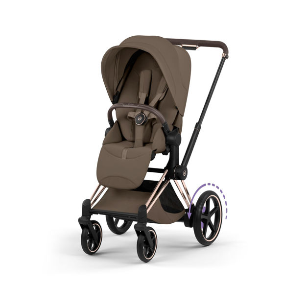 Εικόνα της Καρότσι Cybex e-Priam 5 Style  – Frame Rosegold – Seat Pack Coconut Brown