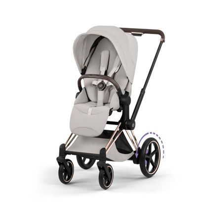 Εικόνα της Καρότσι Cybex e-Priam 5 Style – Frame Rosegold – Seat Pack City Grey