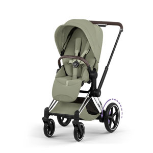 Εικόνα της Καρότσι Cybex e-Priam 5 Style – Frame Chrome With Brown Details – Seat Pack Sage Green