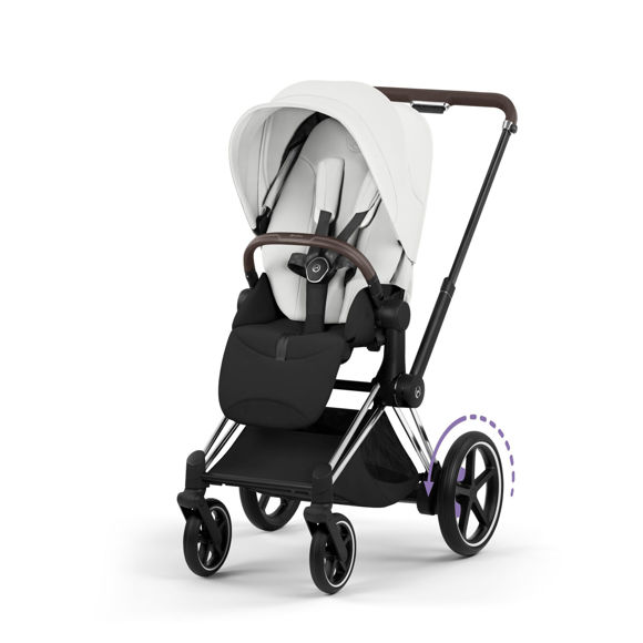Εικόνα της Καρότσι Cybex e-Priam 5 Style – Frame Chrome With Brown Details – Seat Pack Off White