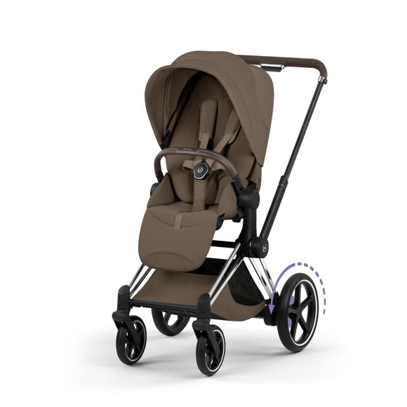Εικόνα της Καρότσι Cybex e-Priam 5 Style – Frame Chrome With Brown Details – Seat Pack Coconut Brown