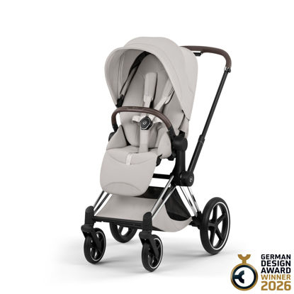 Εικόνα της Καρότσι Cybex Priam 5 Style  – Frame Chrome With Brown Details – Seat Pack City Grey