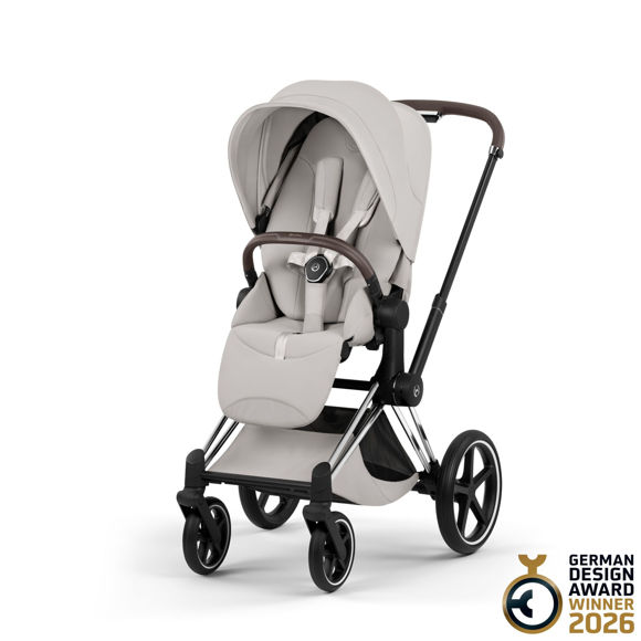 Εικόνα της Καρότσι Cybex Priam 5 Style  – Frame Chrome With Brown Details – Seat Pack City Grey