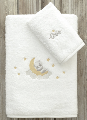 Εικόνα της Σετ Παιδικές Πετσέτες (2τμχ) Kocoon Panda Love 380gsm