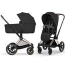 Εικόνα της Cybex Priam 5 Comfort 2 σε 1  Καρότσι και πτυσσόμενο πορτ μπμπέ– Frame Rosegold – Seat Sepia Black