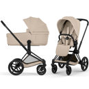 Εικόνα της Cybex Priam 5 Comfort Καρότσι 2 σε 1 και πτυσσόμενο πορτ μπεμπέ – Frame Matt Black – Seat Cozy Beige