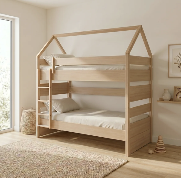 Εικόνα της Casakids Kiddy Natural μασίφ παιδική κουκέτα διαιρούμενη