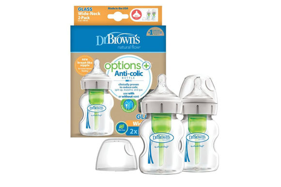 Εικόνα της Dr. Brown’s Options+ Σετ Γυάλινων Μπιμπερών 2 τμχ Με Φαρδύ Λαιμό 150ml