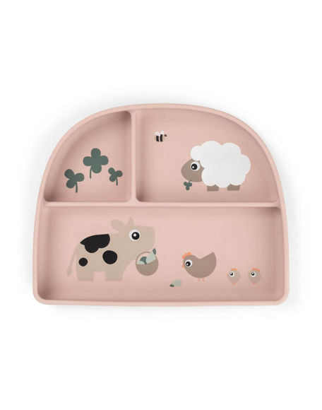 Εικόνα της Done By Deer Παιδικό Πιάτο Φαγητού Tiny Farm από Σιλικόνη Ροζ