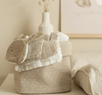 Εικόνα της Καλάθι αλλαξιέρας πλεκτό μικρό Pure Soft Beige Little Dutch