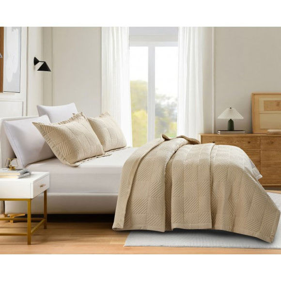 Εικόνα της Σετ Κουβερλί Υπέρδιπλο Palmira Cream (220x240)