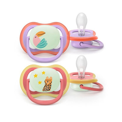 Εικόνα της Philips Avent Ultra Air Nighttime Σετ Σιλικονούχες Πιπίλες 2 τμχ Για 18+ Μηνών Jungle Pink