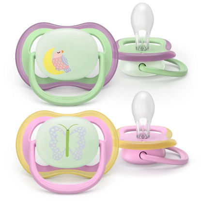 Εικόνα της Philips Avent Ultra Air Nighttime Σετ Σιλικονούχες Πιπίλες 2 τμχ Για 6-18 Μηνών Green / Pink