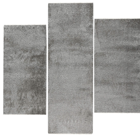 Εικόνα της Σετ Κρεβατοκάμαρας (Σετ 3τμχ) Satin Shaggy Dark Grey