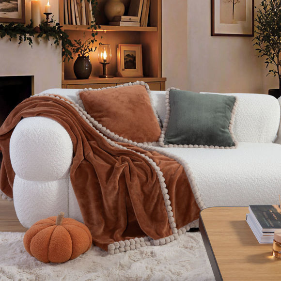 Εικόνα της Κουβερτάκι Καναπέ Pompozia 130x180 Camel