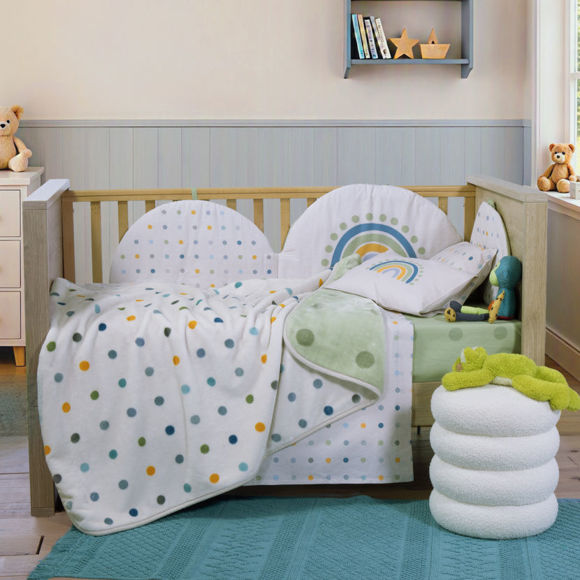 Εικόνα της Κουβέρτα Βρεφική Κούνιας Baby Dots Green 100x140