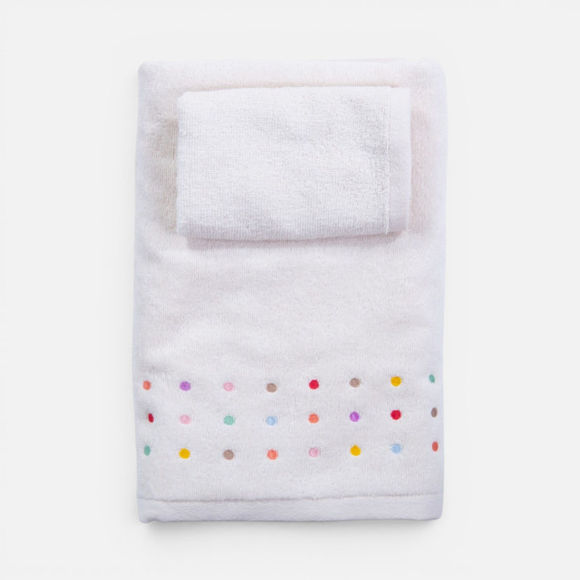 Εικόνα της Σετ Πετσέτες Βρεφικές 2τεμ. Dots Ecru/Pink