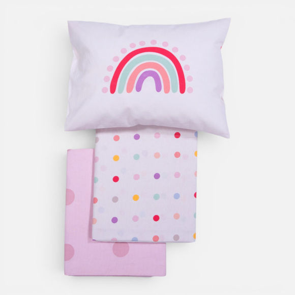 Εικόνα της Σετ Σεντόνια Κούνιας Βρεφικά Baby Dots Ecru/Pink
